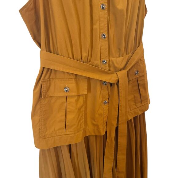 Anthropologie Pleated Sleeveless Midi Dress in "Cedar" Brown Size 2X - Picture 7 of 14